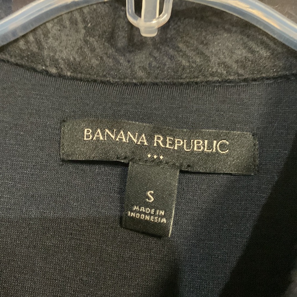 BANANA REPUBLIC WOMENS SHORT PLAID JACKET NAVY BLUE DARK GREY SMALL - Picture 3 of 8
